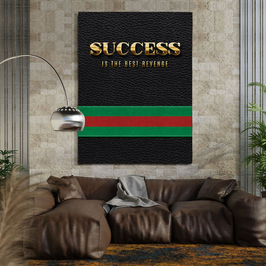 Motivations Leinwand mit Statement-Zitat als stilvolle Wanddekoration im modernen Wohnzimmer