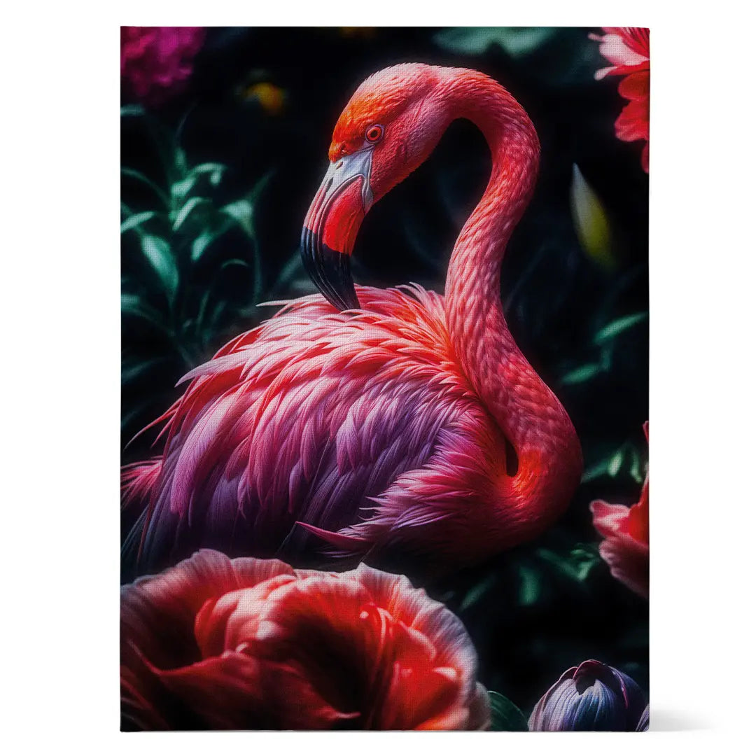 Flamingo Between Flowers