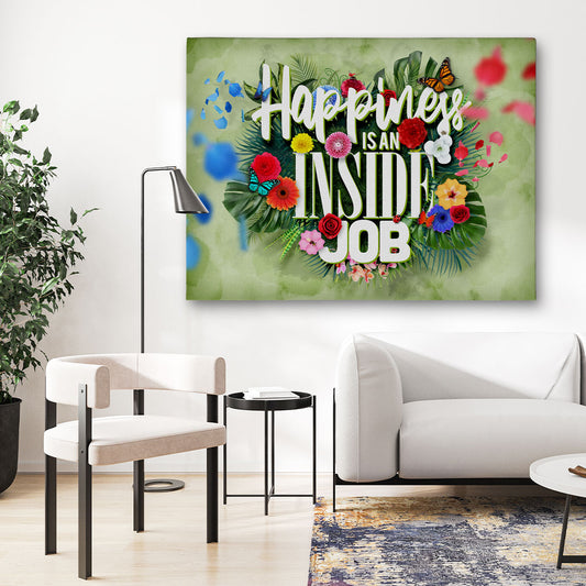 Florales Statement-Wandbild mit positiver Botschaft im modernen Wohnraum