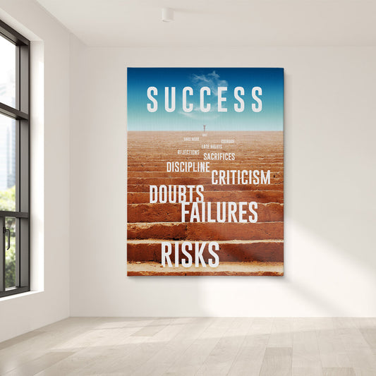 Motivations Wandbild zum Thema Erfolg als moderne Wanddekoration im Wohnzimmer