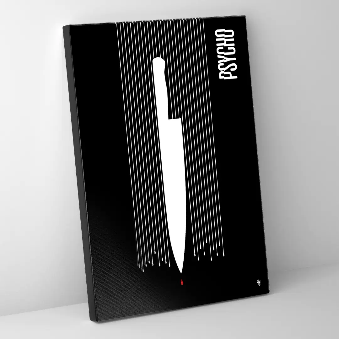 Leinwandbild mit grafischem Messer Design und minimalistischer Dark Art Optik