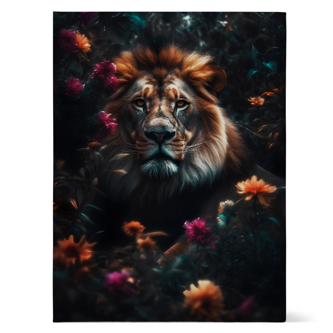 Lion Between Flowers