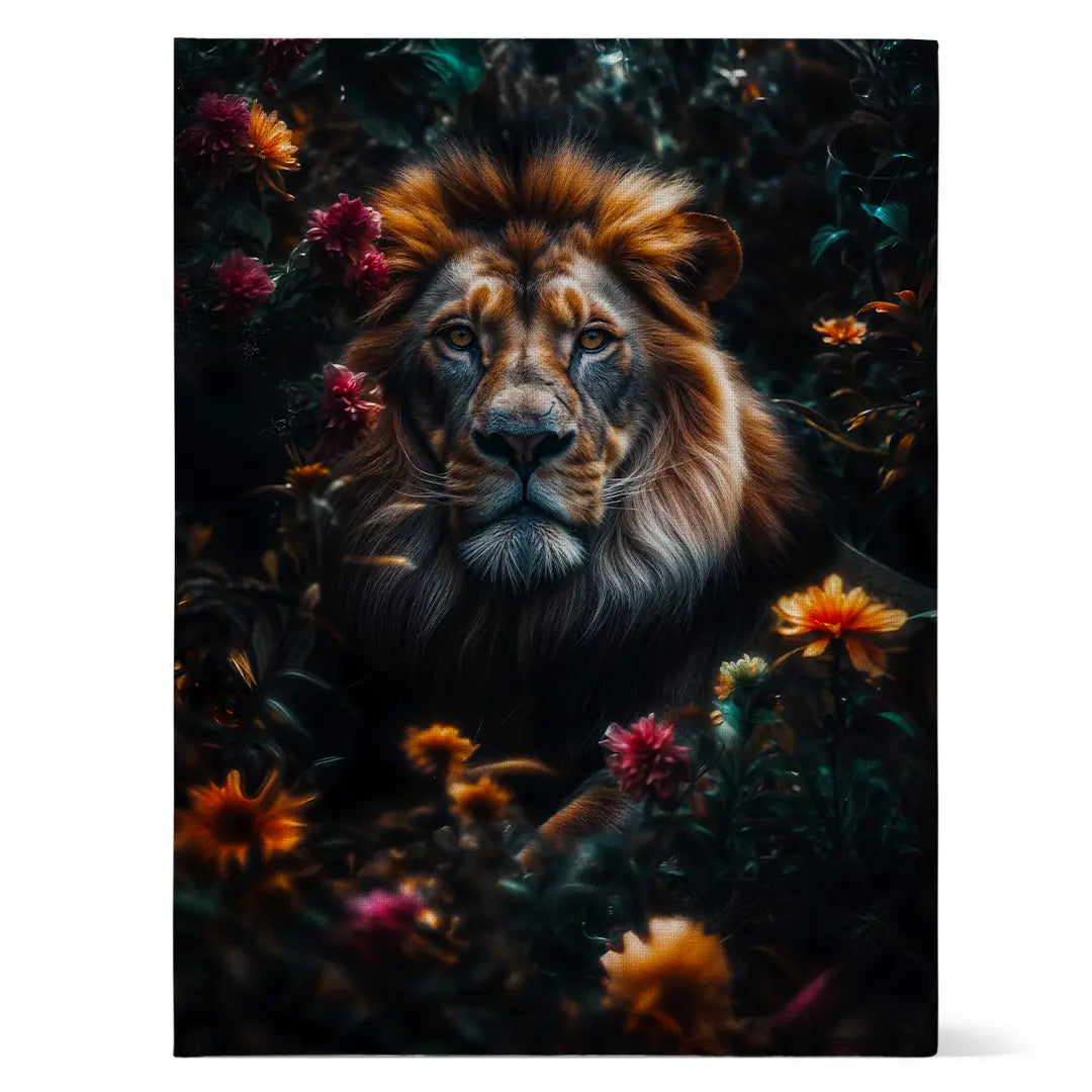 Lion Between Flowers