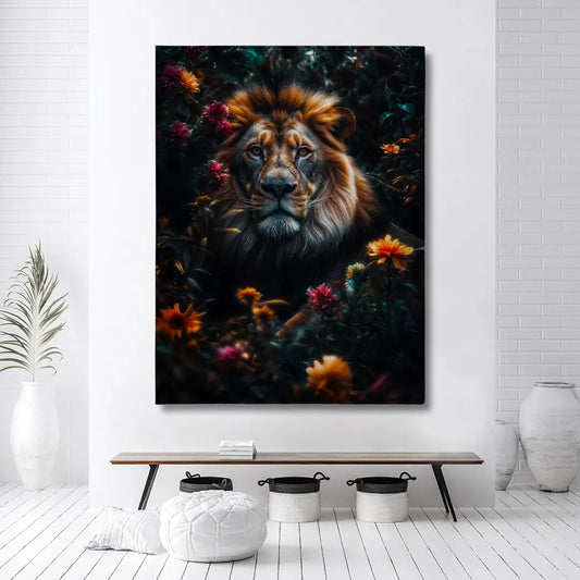 Lion Between Flowers