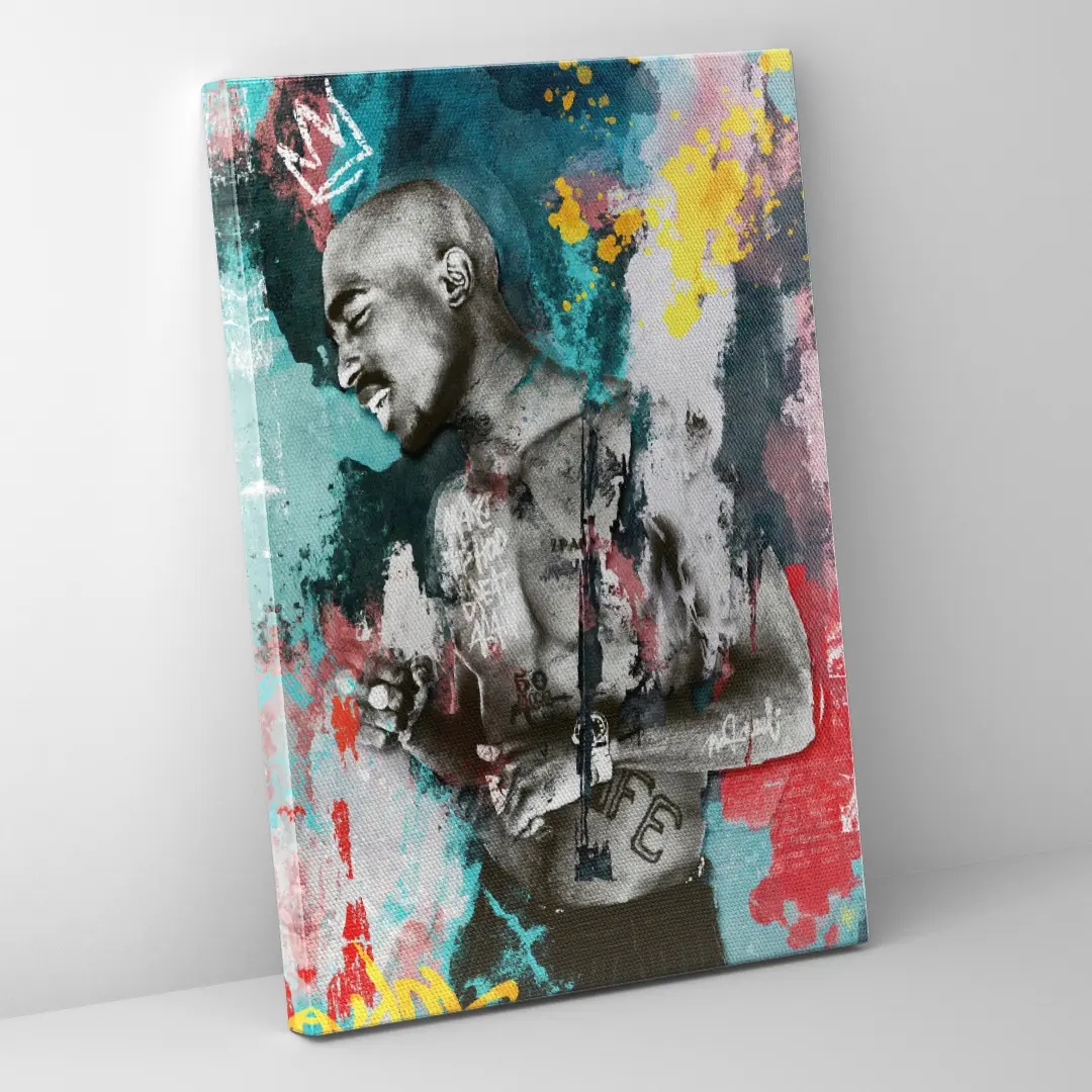 Seitenansicht einer Urban-Art Leinwand mit Graffiti-Stil