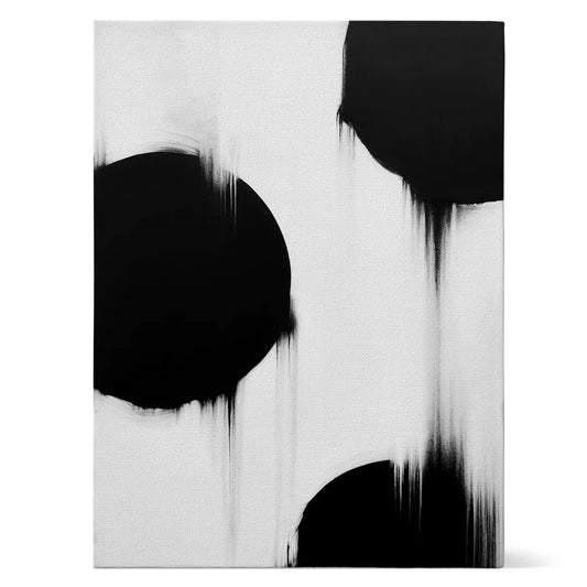 Abstrakte Schwarz-Weiß Leinwand mit minimalistischen Formen, moderne Wandkunst auf hochwertigem Canvas